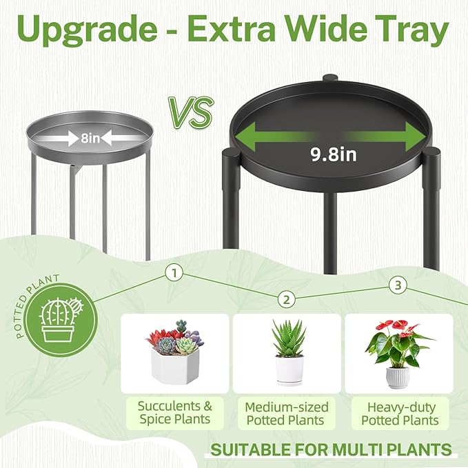 iDavosic.ly 2 Tier Plant Stand Indoor with 10 Inch Wide Tray, Tiered Corner Metal Outdoor Flower Display Holder, Vertical Tall Rack for Patio Porch Living Room, Modern Black