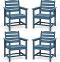 SERWALL Outdoor Dining Chairs Set of 4, All-Weather HDPE Patio Chair with 19.7" Widened Seat, for Backyard, Garden, Blue