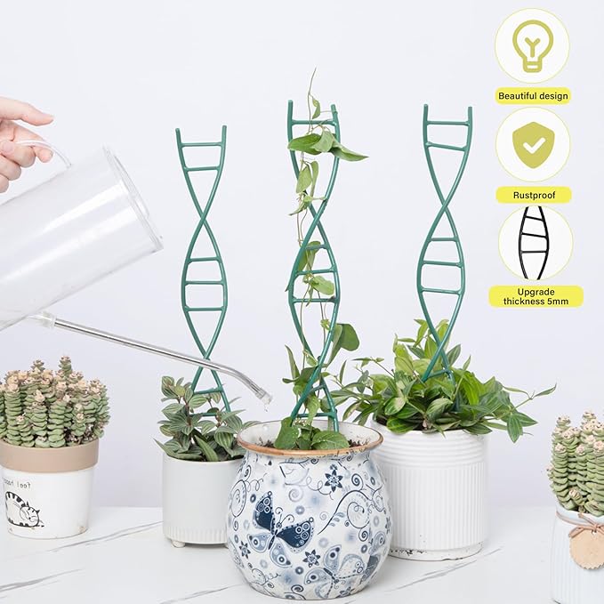 Indoor Plant Trellis for Potted Plants - Upgraded Metal Spiral Design for Climbing Plants, Durable Powder Coated Support for Small Houseplant Pots, Ideal for Indoor & Outdoor Use