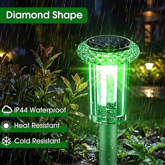 Solar Outdoor Lights, St Patricks Day 10 Pack Solar Pathway Lights Outdoor Waterproof, Stainless Steel Stake Lighting for Garden Yard Path Walkway Driveway Patio Lawn Outside Décor,Green