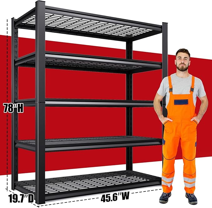 Set of 3 Garage Shelving-3000 lbs 5 Tier Storage Shelves,Adjustable Heavy Duty Metal Shelving Unit and Storage Large Wire Rack,Utility Steel Shelf for Warehouse Industrial Pantry Basement -78"x46"x20"