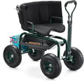VEVOR Garden Seat with Wheels, Rolling Garden Stool with Height Adjustable & 360° Swivel Seat, 400lbs Weight Capacity, Gardening Cart Bench, Ergonomic Backrest & Tool Storage, for Yard, Patio