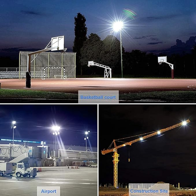 300W LED Flood Light Outdoor,2000W Equivalent 5000K Daylight White Super Bright FloodLight with Plug,43500LM IP66 Waterproof Commercial Lighting for Sports Fields,Counts,Arena,Stadium