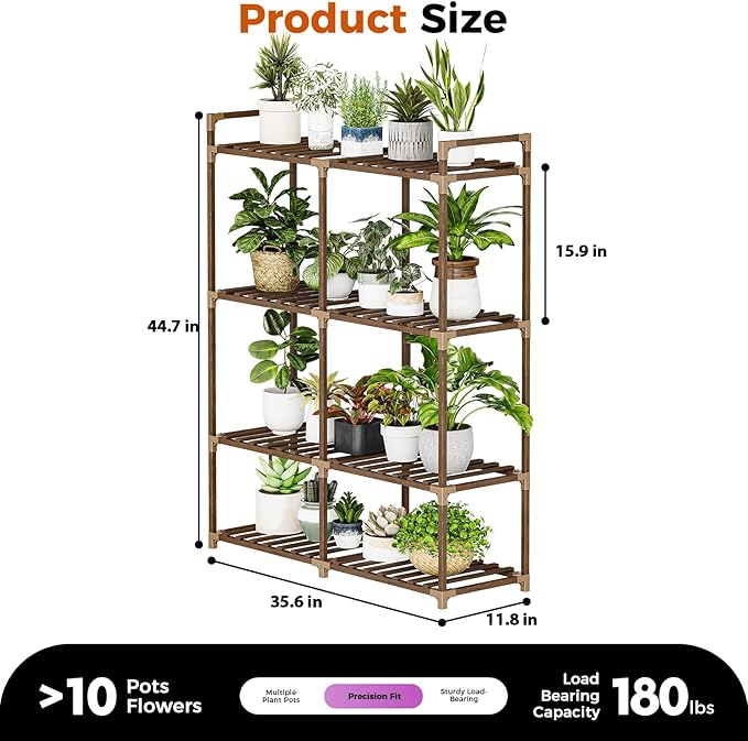 Bamworld Plant Stand with Grow Lights for Indoor Plants Wood Plant Shelf 4 Tier Large Flower Stand for Mutiple Plant Holder Rack for Patio Living Room BalconyDecor Purple Light