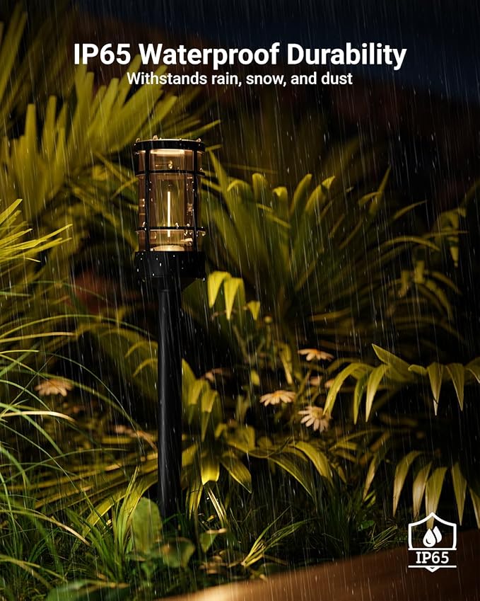 Sunco 6 Pack Low Voltage Garden Pathway Lights, LED Landscape Pathway Lighting, 1.5W, 50 LM, 3000K Warm White, Wet Rated, for Garden Pathway Walkway, Clear Glass Design with Connectors ETL