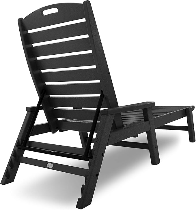 POLYWOOD NCC2280MA-P Nautical Arms Chaise, Black