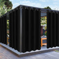 PureFit Outdoor Curtains for Patio Waterproof Weatherproof, UV Resistant Outside Curtains for Gazebo, Front Porch, Pergola, Sun Blocking Privacy Curtain, 52W x 95L inch, 1 Panel, Black