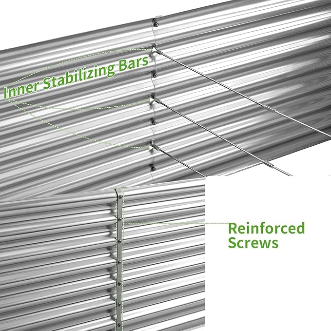 Land Guard 2 Pack 8×4×2ft Galvanized Raised Garden Bed Kit, Galvanized Planter Raised Garden Boxes Outdoor, Large Metal Raised Garden Beds for Vegetables (Silver)