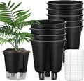 Self Watering Pots for Indoor Plants with Deep Reservoir and High Drainage Holes for Outdoor Plants and Flowers, Bare Root Planter (5.91'',Black,9 Pcs)