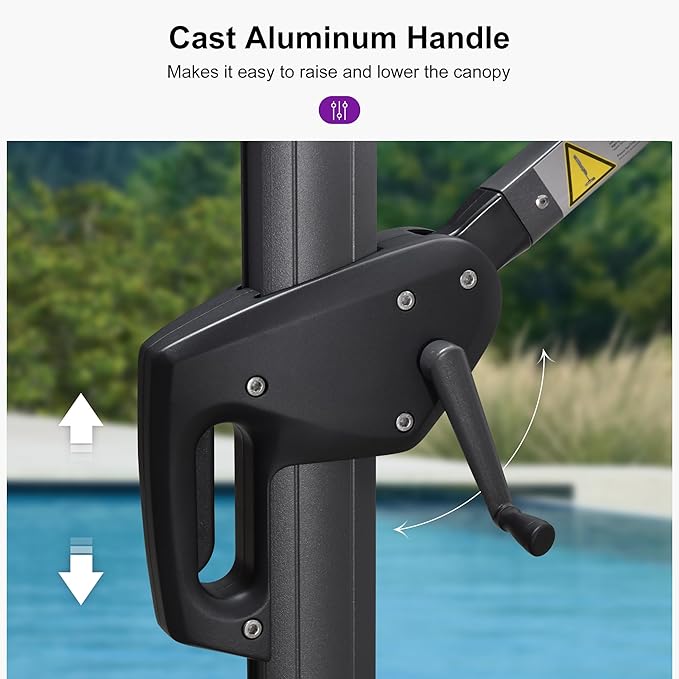 PURPLE LEAF 8' X 8' Patio Umbrella with Steel Plate Base for Pool 7' High Offset Outdoor Cantilever Umbrella Swimming Pool Umbrella with 360°Rotation for Poolside Turquoise Blue