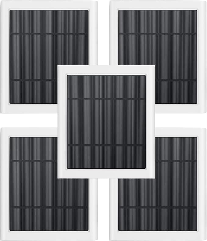 5 Pack IP65 Solar Panel for Rings Camera, 4W Solar Charger Compatible with Rings Spotlight &All-New Stick Up Outdoor Cam Battery, 10ft Long Cable with USB-C to Barrel Plug Adapter