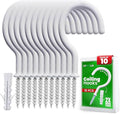 10 Pcs Ceiling Hooks for Hanging Plants - 2.9 inches Heavy Duty, Hanging Hooks for Christmas Lights, Cups, Decors - White Vinyl Coated Screw in Plant Hanger Hook Indoor and Outdoor