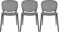 2xhome Set of 3 Patio Dining Chairs | Modern Stackable Outdoor Pool Side Chair | Weather Resistant Plastic for Yard, Porch, Balcony, Kitchen, Gray