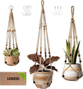 3 Pack Jute Macrame Plant Hanger Indoor 3 Different Sizes Hanging Planter Basket Flower Pot Holder with Wood Beads & No Tassels for Boho Home Decor, 23, 30, 35 Inch, Brown (Pot Not Included)