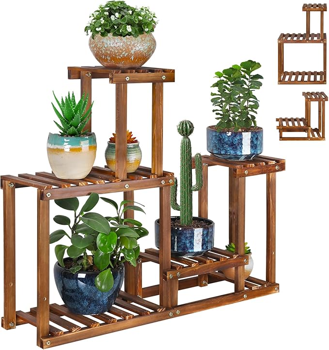 Plant Stand for multiple Plants Stands Indoor Outdoor Flower Pot Stand 5 Tiers Flower Shelf Rack Plants Stands for Patio Balcony Living Room （Upgrade 2 in 1 ）