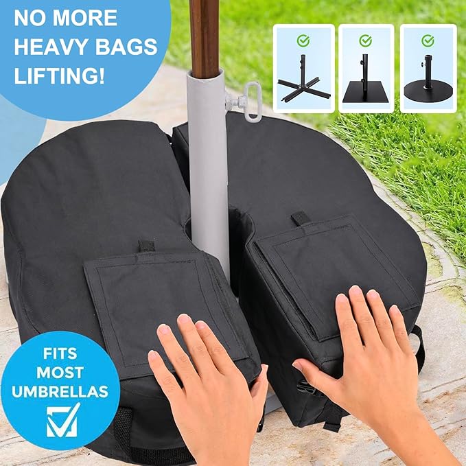 2 Pcs Quality Umbrella Base Weight, Umbrella Base Weights Sandbag, 80 Lb of Umbrella Sand Bag Fits Any Offset, Cantilever & Any Outdoor Patio Umbrella Stand ~ Easy Set Up (Combinable)