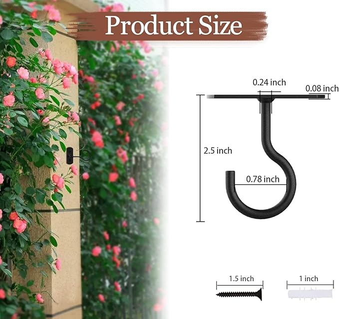 30Pack Ceiling Hooks Bulk 2.5in for Hanging Plants Black