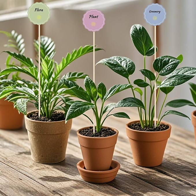 40 PCS Bamboo Plant Stakes 18 Inch, Wood Plant Support for Gardening for Potted Floral Plant, Indoor Wooden Sign Posting Garden Stick, Crafts Sticks with 40 PCS Wires(4")