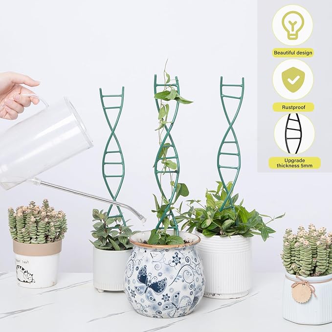 Indoor Plant Trellis - DNA Spiral Design Metal Trellis for Potted Plants, Stylish Climbing Support for Small Houseplants, Durable & Easy to Install Garden Upgrade for Vining Plants