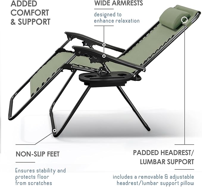 Nestl Zero Gravity Chairs Set of 6 - Sage Green