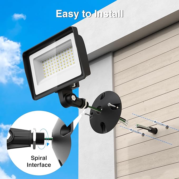 Onforu 65W LED Flood Lights Outdoor with Knuckle Mount, 7800LM Super Bright Garage Security Lights, IP66 Waterproof, 6500K Outside led Lights for Yard, Garage, Garden 2 Pack