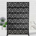 Casaphoria Metal Privacy Screen Outdoor, 72" H x 47" W Freestanding Decorative Privacy Screen for Patio Deck Balcony Garden with Stable Base, Black-Star
