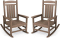 KINGYES HDPE Outdoor Rocking Chair Set of 2, Widened Seat Patio Rocking Chair, Oversized All Weather Patio Rocker, Brown