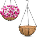 ZeeDix 12 Inch Hanging Baskets for Plants, 2 Pack Metal Round Hanging Planter with Coconut Liners Replacement, Hanging Flower Pots for Outdoor Indoor Plants Flowers Vegetables