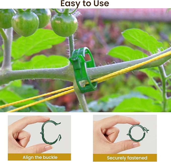 Plant Support Clips, 100 Pcs Tomato Clips, Plastic Trellis Clips, Grape Vine Tomato Vine Vegetables Plants Garden Support Clips to Grow Upright Makes Plants Healthier