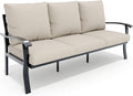 HOMREST Outdoor Couch Aluminum Patio Furniture Sofa, 3-Seat All-Weather Metal Outdoor Patio Furniture with Cushions, Beige