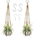 Augshy 2 Pcs Plant Hangers Hanging Plant Holder for Indoor Outdoor Decor Macrame Hanging Planter Basket with 4 Hooks(35 Inch)