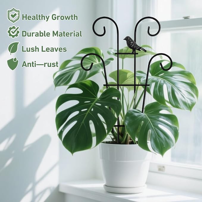 Coomin 14.5 Bird Indoor Plant Trellis for Potted Plants, Small Metal House Plant Trellis for Climbing Plants, Climber Plant Support for Hoya Pothos Ivy, 2p
