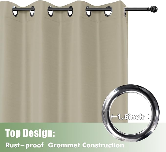 HolidayIdeas Waterproof Outdoor Curtains for Patio, 6 Panels - 54x108 Inches - Weatherproof Privacy Outsides Curtains for Backyard Porch Gazebo, Sunlight & UV Blocking (Taupe, Grommet Top)