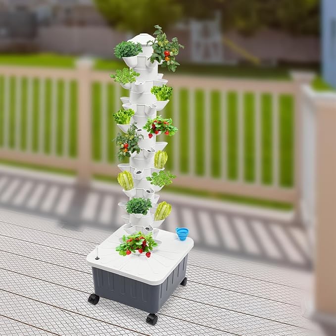 Hydroponic Growing System Indoor, 50-Hole Vertical Garden Planter Germination Kit, Smart Garden Vegetable Plant Kit with Pump and Movable Water Tank for Gardening Lover, IP68