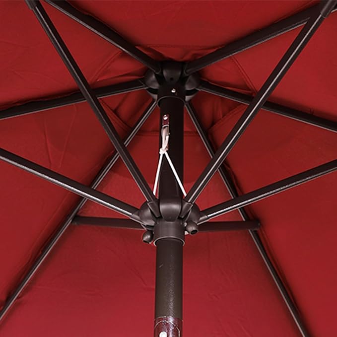 Blissun 9' Outdoor Patio Umbrella, Outdoor Table Umbrella, Yard Umbrella, Market Umbrella with 8 Sturdy Ribs, Push Button Tilt and Crank