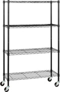 Amazon Basics 4-Shelf Heavy Duty Garage Shelving Storage Unit on 3" Wheel Casters, Adjustable Metal Wire Rack with Leveling Feet, 36" x 14" x 57.75", Black
