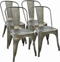 FDW | Set of 4 Metal Dining Chairs | Bronze | Stackable Tolix Side Chairs with Backrest | Scratch-Resistant | Non-Slip Feet | Indoor/Outdoor Use | 330 lbs Capacity | Ideal for Kitchen & Restaurant