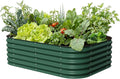 Vego garden Aluzinc Raised Garden Bed Kits, 17" Tall 6 in 1 Modular Metal Raised Planter Bed for Vegetables Flowers Patio Ground Planter Box-British Green