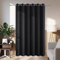 Joydeco Blackout Patio Sliding Door Curtains 96 Inches Long, Grommet Privacy Room Divider Curtains, Extra Wide Thermal Blackout Drapes for Bedroom Living Room (Black, 80Wx96L, 1 Panel)