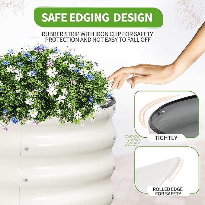 Galvanized Raised Garden Bed Outdoor- 2 Pcs Raised Beds for Gardening| Metal Planter Box, Steel Raised Garden Bed Kit with Gloves for Vegetables, Flower, Herbs (6x2x1.4FT, White)