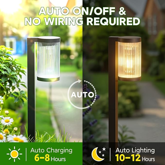 Solar Pathway Lights Outdoor, 2 Pack Upgraded Outdoor Solar Lights for Outside Super Bright Up to 12Hrs, IP65 Waterproof Solar Garden Lights for Yard Path Walkway Decor Landscape Lighting