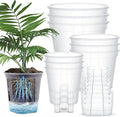Self Watering Pots for Indoor Plants with Deep Reservoir and High Drainage Holes for Outdoor Plants and Flowers, Bare Root Planter(4.72'', 5.91'', 7.09'',Clear,9 Pcs)