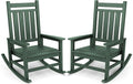 SERWALL Oversized Outdoor Rocking Chair Set of 2, HDPE Rocker for Adults, Patio Rocking Chairs for Porch, Green
