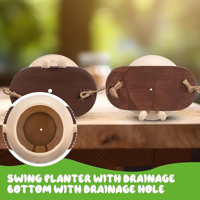 Domensi 2 Pcs Swing Hanging Planter Cute Smile Flower Face Pot Indoor Outdoor Pots for Succulent String of Pearls Plants Plant Ideal Gifts for Christmas Birthday(Swing Mixed Shapes,Mixed Sizes)