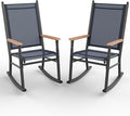 Shintenchi 2 Pcs Outdoor Rocking Chairs Set,Upgraded High Back Patio Rocking Chairs Set,Breathable Textilene Fabric Rocking Chair for Porch,Patio,Garden,Balcony,Dark Grey