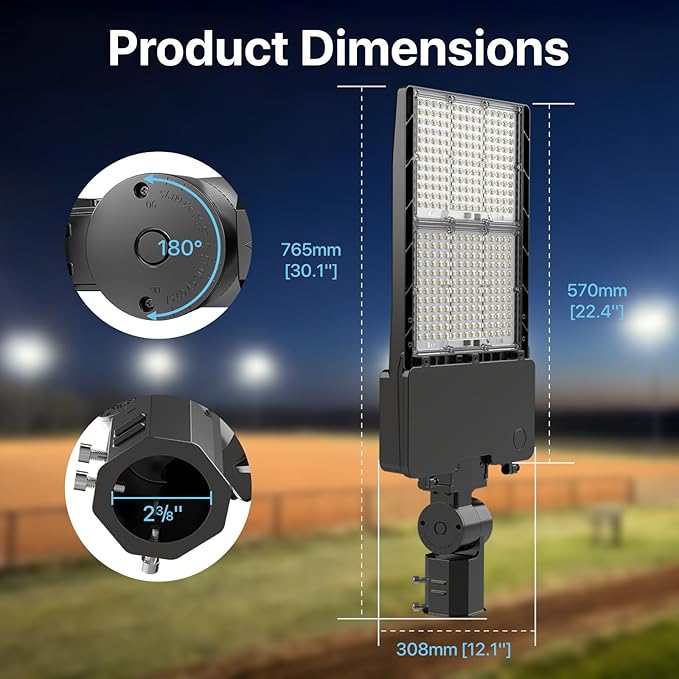 HYPERLITE LED Parking Lot Lights Outdoor - 400W 60000lm UL Listed Led Parking Lights Dusk to Dawn - 5000K Slip Fitter Mount LED Pole Light for Stadium Street Barn Yard Driveway Roadway - AC100-277V