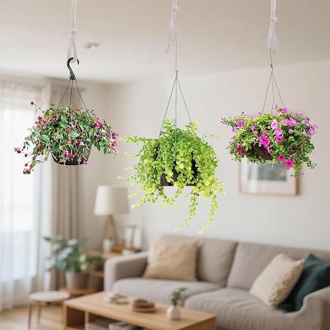 SUMERSHA 6 Pack Adjustable Macrame Plant Hanger Extenders Rope Handmade Woven Hanging Plant Basket Extension for Indoor Outdoor Plant Pot Holder (Style 2, 6)