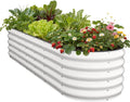 Galvanized Raised Garden Bed 8x2x1.5 FT, Oval Metal Raised Garden Bed Outdoor Planter Box with Open Bottom, Rust-Resistant Steel Garden Bed for Vegetables Herbs Flowers, Easy Assembly