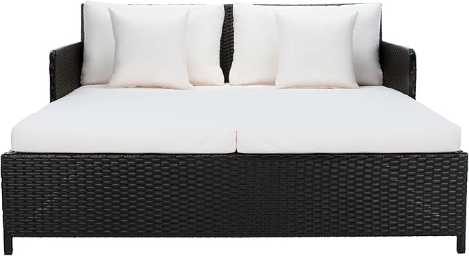 Safavieh PAT7500A Outdoor Collection Cadeo Black and White Cushion Daybed