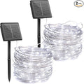 Brightown Outdoor Solar String Lights, 2 Pack 33 Feet 100 Led Solar Powered Fairy Lights with 8 Modes Waterproof Decoration Copper Wire Light for Patio Yard Trees Christmas Wedding Party (Pure White)